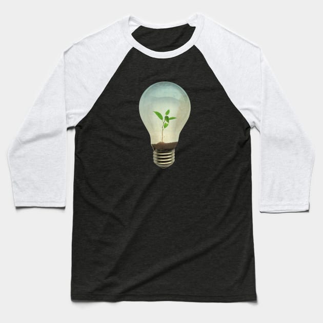 Global Warming plant in a light bulb Baseball T-Shirt by Vin Zzep